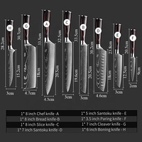 Professionnel 10 pièces en acier inoxydable à haute teneur en carbone manche en bois couteau de Chef Laser damas motif couteau bloc ensemble couteau de cuisine ensemble