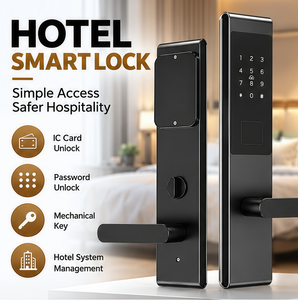 กุญแจล็อคประตูอัจฉริยะแบบไม่ใช้กุญแจ รหัสผ่านดิจิตอล บัตร RFID โลหะผสมสังกะสี สีดำด้าน ระบบควบคุมการเข้าออกอิเล็กทรอนิกส์ ล็อคเพื่อความปลอดภัย - Product Image 1
