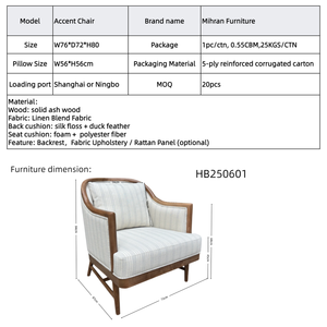 Modern <b>Mid</b>-<b>Century</b> Luxury Living Room Furniture Wood Accent Chair Cotton Cushion Cross-Braced Base Eco-Friendly for Bedroom - Product Image 6
