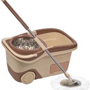 Serpillère magique <span class=keywords><strong>Spin</strong></span> and Go avec manche extensible, serpillère sèche facile à utiliser pour le nettoyage de la maison, tête de serpillère en microfibre et en métal avec roulettes - Product Image 6