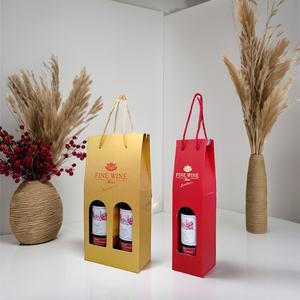 Bolsa de Papel Alta Personalizada con Logotipo Crown Win, con Ventana Transparente y Cinta Decorativa para Bebidas para Llevar, Bolsa de Compras - Product Image 1