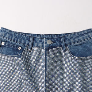 <span class=keywords><strong>Pantaloni</strong></span> di diamanti lisci e <span class=keywords><strong>lucidi</strong></span> di stile 2025 americano sexy stile nuovo Jeans da industria pesante per le donne - Product Image 6