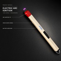 Briquet électrique rechargeable à longue portée en forme d'arc, allume-cigare, allume-bougie, allume-feu de cuisine pour cuisinière à gaz avec manche en bois - Vente en gros