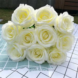 V-3368 Regalo di San Valentino Rose Champagne al Tatto Reale Fiori di Seta Rosa Antico 10 Teste Rose Artificiali <span class=keywords><strong>Viola</strong></span> <span class=keywords><strong>Scuro</strong></span> - Product Image 3