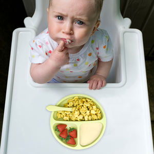Personnalisé sans BPA bébé alimentation enfant en bas âge dîner collant compartiment aspiration enfants Silicone plaque divisée avec couvercle pour enfants - Product Image 6