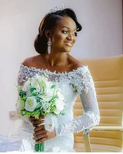 ชุดแต่งงานเจ้าสาวแบบสั่งตัดปี 2022 แขนยาวลูกไม้เซ็กซี่เปิดไหล่สำหรับผู้หญิง - Product Image 3