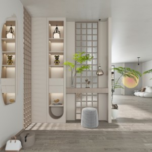 Mueble de Entrada de Madera Maciza Estilo Apartamento Francés JINGSHUN, Optimización del Espacio de Almacenamiento, Gran Capacidad, Tablero de Partículas ENF, Diseño Libre - Product Image 1