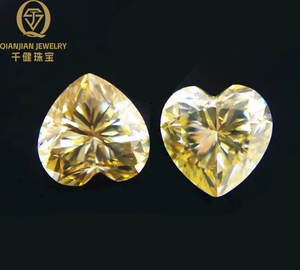 Diamante Moissanite Giallo Taglio <span class=keywords><strong>Cuore</strong></span> 3.0-10mm, Qualità VVS, Prezzo all'Ingrosso, Certificato GRA, Supera il Test del Diamante - Product Image 2