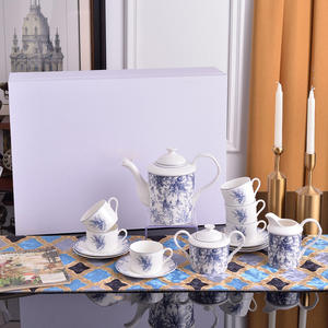 Promotional Blue Classic Simple 15 Piece Bone China <b>Coffee</b> and Tea Set - Product Image 2