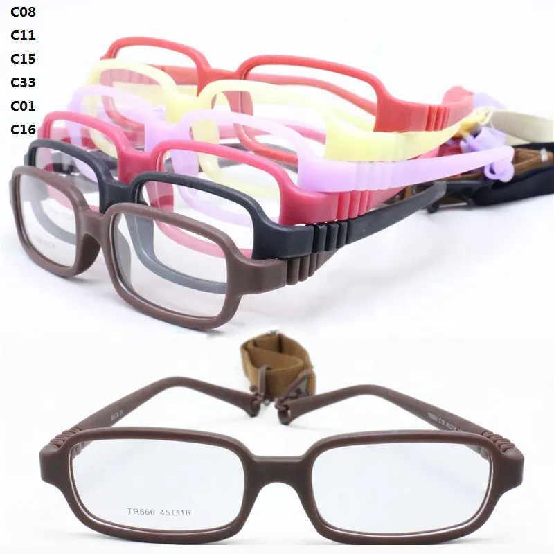 Детские классические очки TR90, Прямоугольная оправа, гибкие дужки без оправы, регулируемый ремешок, быстрая доставка