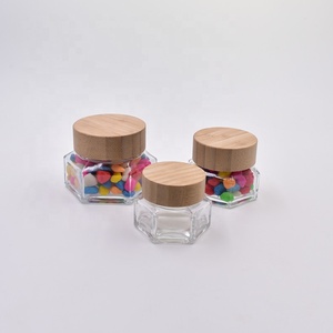Tarro <span class=keywords><strong>de</strong></span> cristal hexagonal transparente para crema facial, botellas <span class=keywords><strong>de</strong></span> mermelada con tapa <span class=keywords><strong>de</strong></span> bambú, tapa <span class=keywords><strong>de</strong></span> madera, 30ml, 2020 - Product Image 4