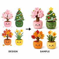 Peluches personnalisées Série Plantes en Pot Quatre Saisons : Jouets en Peluche Fleur de Cerisier, Sapin de Noël, Érable, Narcisse