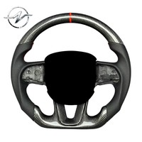 LED-Display Rennstil Sportliches Perforiertes Leder Rutschfestes 3-Speichen Geschmiedetes Carbon-Faser-Lenkrad für Dodge Durango RT SRT