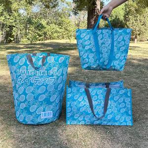 3 PC/Set Flower Full Print Eco Friendly Réutilisable Carry Shopping Bag 20inch Large Beach Travel Bags Waterproof PP Woven Tote Bag - Product Image 3