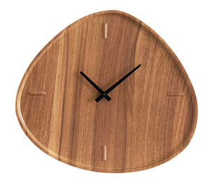 Horloge murale triangulaire en bois avec marqueurs sculptés minimalistes, décoration rustique moderne pour salon, bureau et intérieurs élégants - Product Image 2