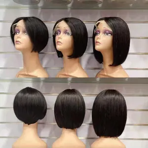 Letsfly Cheap Straight T Part Front Lace Bob Wigs Human Hair Lace Brazilian Human Hair Weave