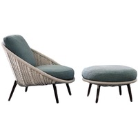 Fauteuil de jardin en corde tressée nordique, structure en aluminium, coussin imperméable pour patio, balcon, cour, mobilier de salon