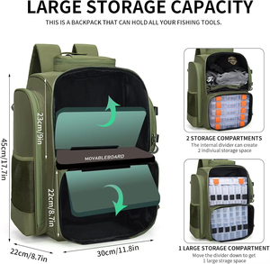 Sac à dos de pêche étanche avec porte-canne à pêche Sac à dos de pêche à bandoulière - Product Image 2