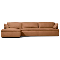 Set Perabot Ruang Tamu Sofa Kulit Desain Modern Sectional Rangka Kayu Solid Nyaman Empuk untuk Apartemen Villa