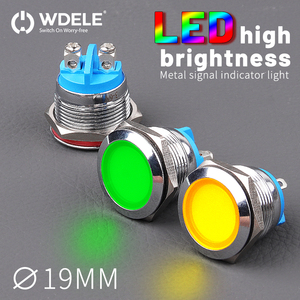 19mm kim loại chỉ số ánh sáng dẫn phẳng vít chân kim loại tín hiệu ánh sáng, có thể phát ra màu đỏ, xanh lá cây, xanh dương, vàng và trắng 24-220V - Product Image 2