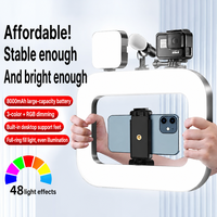 Lampe annulaire LED portable YM200 20W rechargeable en plastique, température de couleur réglable pour téléphone, selfie, diffusion en direct et photographie