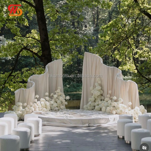 SMOOTH Custom Wedding Wave <b>Frame</b> Metal Arch With Drape Backdrop Decor Chuppah Mandap Backdrop Curtain for Wedding Event Ceremony - Product Image 3