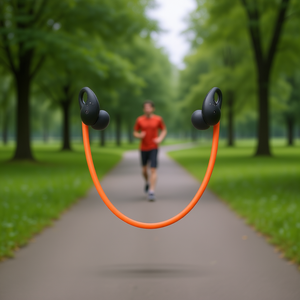 CJEJ2415311 Écouteurs sans fil à tour de cou Bluetooth V4.1 résistants à la transpiration, 8 heures d'autonomie avec micro et lumière LED orange - Product Image 2