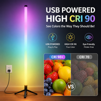 Lámpara de Pie de Esquina Moderna RGB con Control por Aplicación, Sincronización Musical, LED, Alimentación USB, Alto CRI 90, PVC, Luz Ambiental DIY para Dormitorio, Sala de Estar, Juegos
