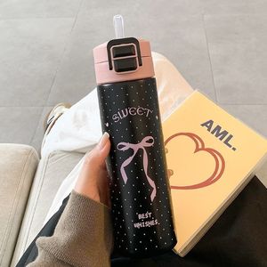 Il cuore di una ragazza di alto valore è una piccola bottiglia di acciaio inossidabile fresco Lelyi in cartone animato carino arco semplice Thermos Cup - Product Image 5