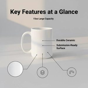 Taza de Café de Cerámica de 15 oz, Blanca, Diseño Clásico, Ecológica, Apta para Lavavajillas, Impresión Personalizada, Regalo Empresarial - Product Image 4