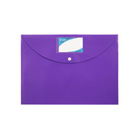 Porte-documents A4 en plastique transparent, couleurs macaron, en PP, avec fermeture à bouton-pression
