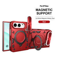 Accessoires de téléphone Saiboro avec béquille magnétique pour iPhone Duo, support de caméra coulissant, protection, coque de téléphone portable pour iPhone 18 Duo