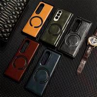 Étui de téléphone en cuir à aspiration magnétique de haute qualité pour Samsung Z Flip 6 Z Flip 5 Z Flip 4/3 couverture arrière