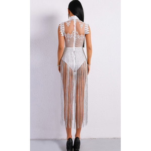 Abito grigio con frange e nappe - Product Image 2