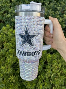 Vasos de Acero Inoxidable de 40 oz con Pedrería del Equipo de Fútbol Americano Kansas City Chiefs, 17 Colores, con Asa y Tapa, Estilo Bling - Product Image 4