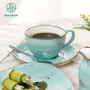 Gran oferta, taza de café de té capuchino de 3,6/6,5 pulgadas de cerámica de melamina azul cielo con asa para café, restaurante, Hotel, uso comercial - Product Image 3