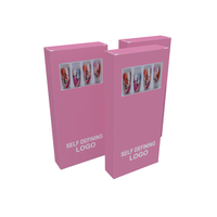 Boîte de paquet de faux ongles vides imprimés personnalisés boîte d'emballage d'ongles à pression de marque privée boîtes d'ongles roses à dessus transparent avec fenêtre