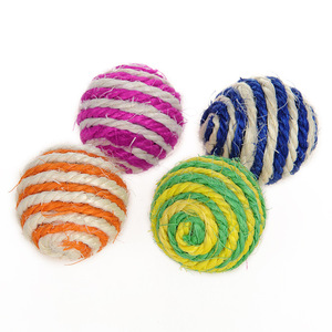 Sisal Ball Cat Toy With <b>Feathers</b> Durable Chewable For Cats And Kittens Boredom Buster Rope Toys - Product Image 3