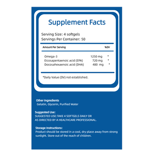 Usine OEM/ODM – Vente en gros de compléments d'huile de poisson oméga-<span class=keywords><strong>3</strong></span> pour le soutien cardiovasculaire, 200 gélules pour la famille - Product Image 4