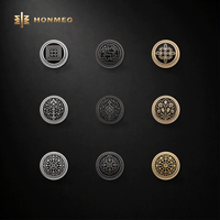 Kancing Thobe Logam HONMEO Mewah dengan Logo Kustom, Bahan Zinc Alloy, Diameter 12mm, Tepi Tali Terpilin, Finishing Emas Perak