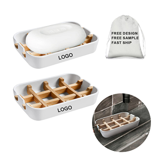 Support à Savon et Porte-Savon Carré en Fibre de Bambou Moderne avec Logo Personnalisé, Amovible, Idéal pour Cuisine et Salle de Bain - Product Image 1