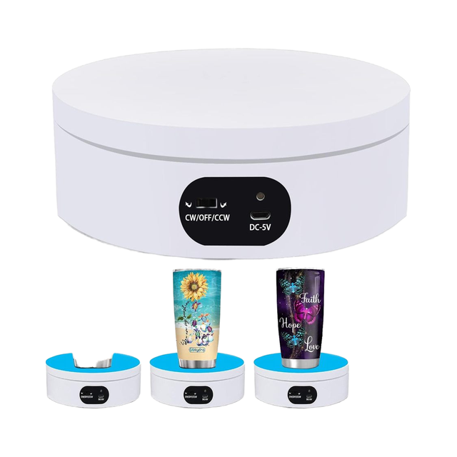 Motorized Turner Cup Spinner 360 Degree Automatic Mute Rotating Platform for Bling Tumbler Video Shooting Display