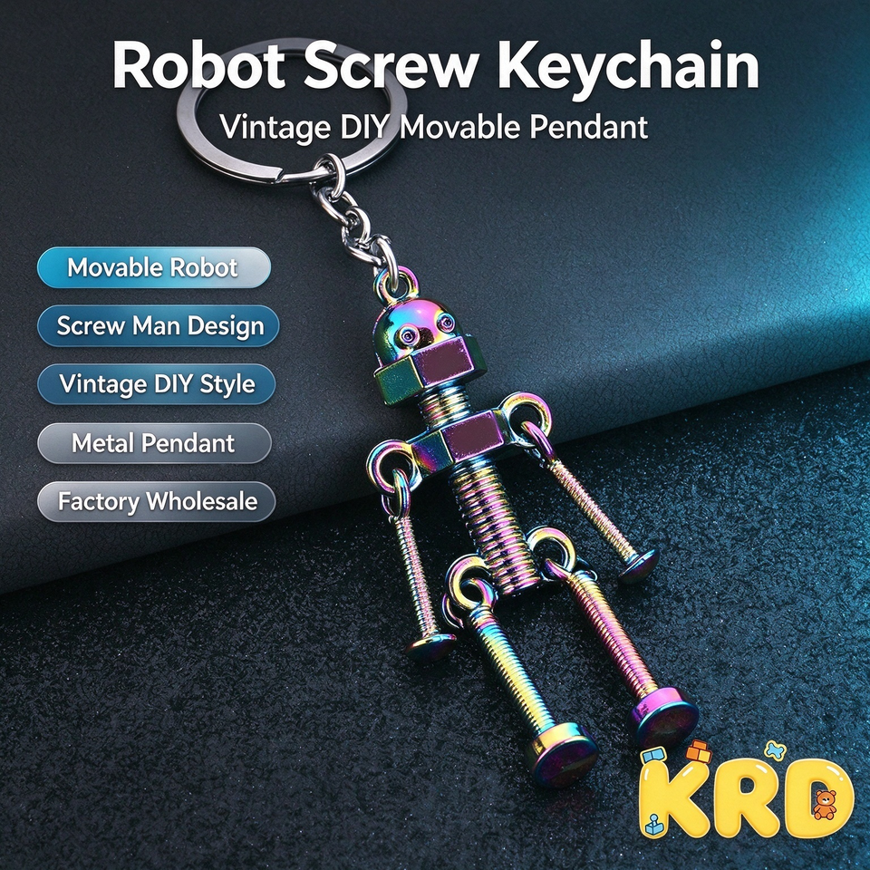 Metal Sc Keychain Steampunk Robot Keychain Articulated Screw Figure Charm Metal Retro ...