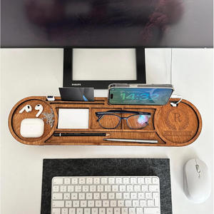 Organizador de escritorio de madera, soporte de almacenamiento multifuncional rectangular para escritorio, accesorios de oficina, soporte para teléfono y tableta - Product Image 4