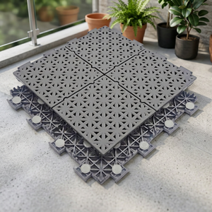Paneles de Suelo Deportivos Encastrables Negros para Canchas Multiusos, Baldosas Modulares de PP Resistentes para Pisos Deportivos - Product Image 3