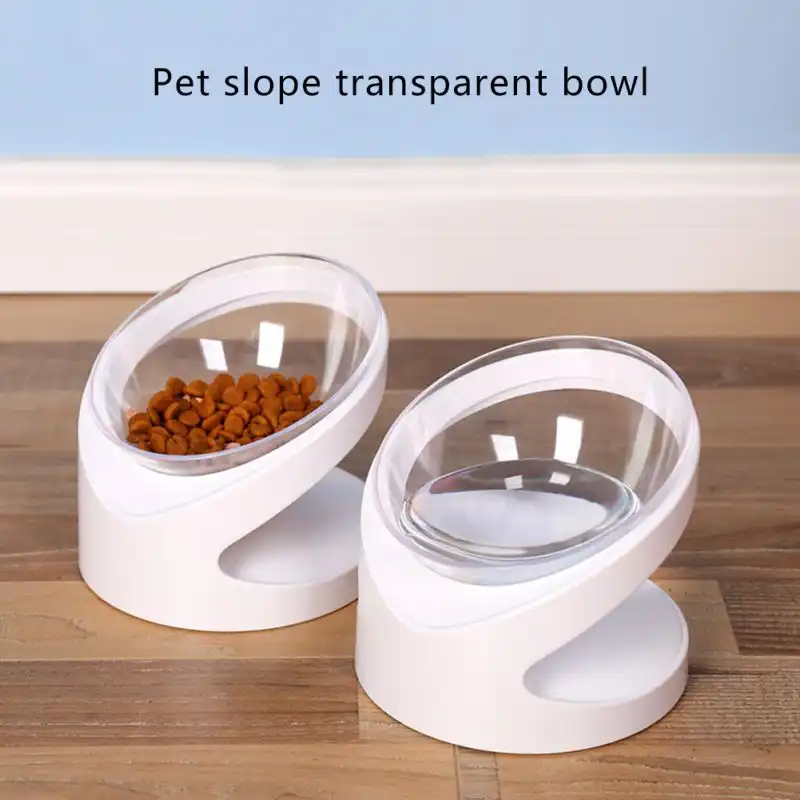 Alimentador transparente antiderrapante, tigela de comida para cães e gatos com suporte, produtos para alimentação