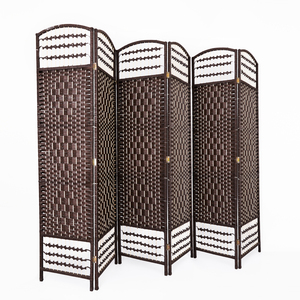 6-Pannelli tessuto fibra <span class=keywords><strong>di</strong></span> <span class=keywords><strong>legno</strong></span> divisorio in fibra naturale pieghevole Privacy schermo separatore <span class=keywords><strong>legno</strong></span> mobile e pieghevole - Product Image 2