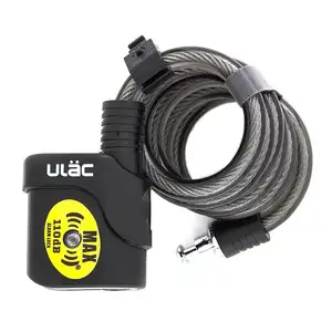 Verrou de vélo en acier ULAC, câble de sécurité <span class=keywords><strong>pour</strong></span> vélo de route et <span class=keywords><strong>VTT</strong></span>, 110 dB, verrouillage à câble - Product Image 1