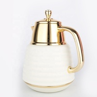 Carafe à miel en forme de pot de miel RTS, bouton diamanté, 1.0 litre, revêtement doré, corps en verre, carafe à vide