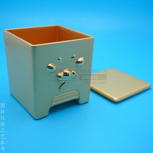 Porte-stylo en métal personnalisé, design carré de dessin animé, boîte de rangement de bureau en laiton, décoration de bureau à domicile, cadeau - Product Image 1